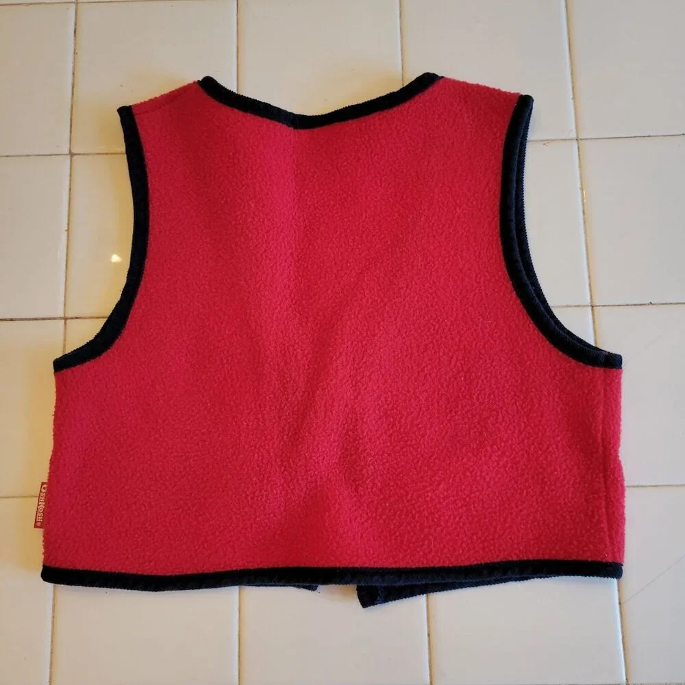 Oshkosh 4 Fleece Red‎ Vest Embroidered Flowers Cosplay Costume